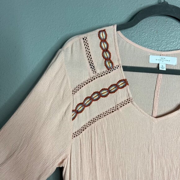 NWT New Directions Embroidered Drop Waist 3/4 Sleeve Boho Dress Small - Picture 6 of 8